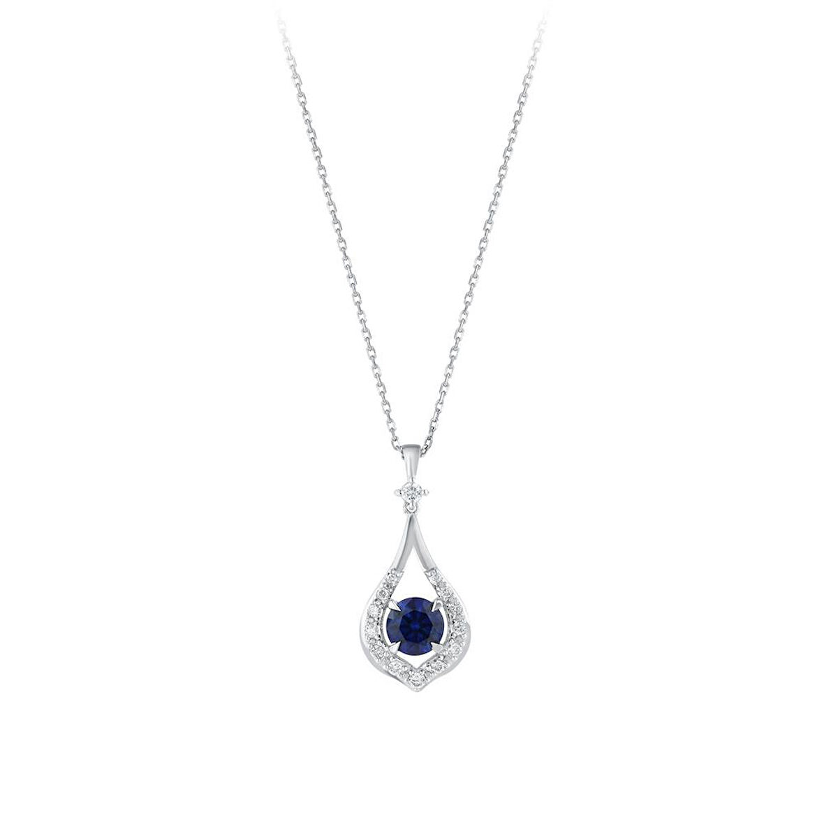 0.10 Karat Safir Taşlı Pırlanta Kolye