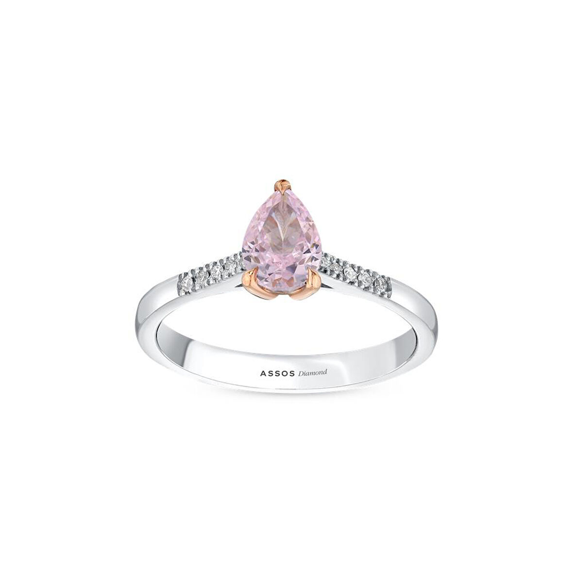 0.06 Karat Pembe Topaz Taşlı Pırlanta Yüzük