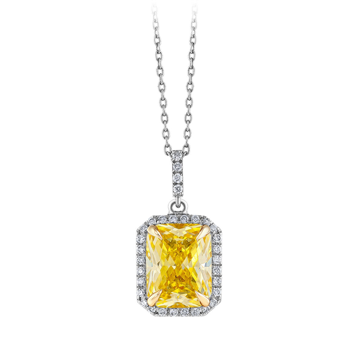 0.14 Karat Sarı Topaz Taşlı Pırlanta Kolye