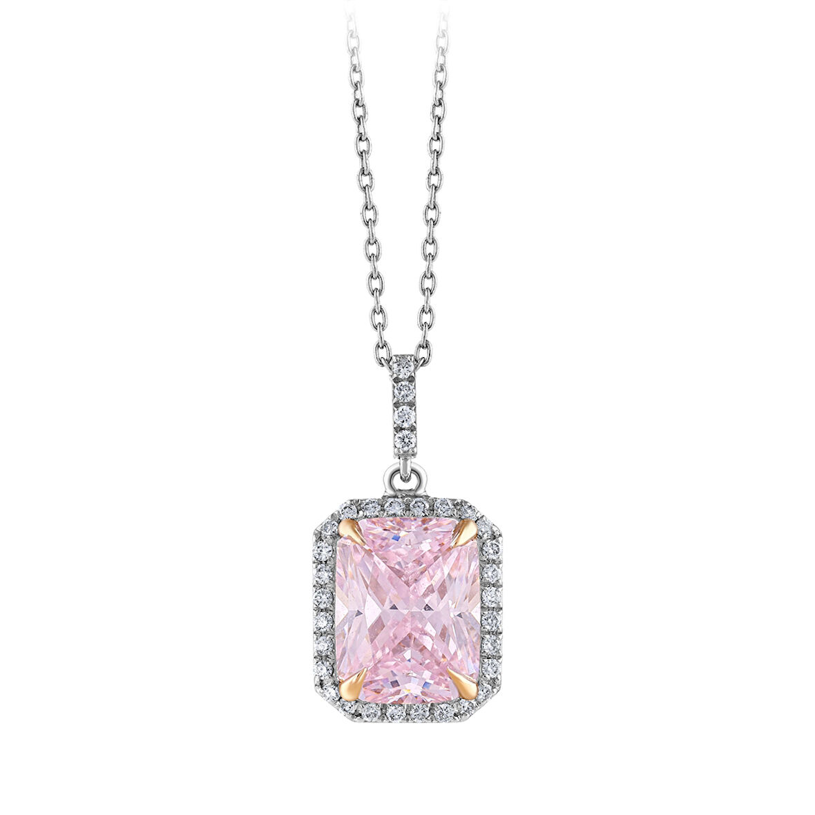 0.14 Karat Pembe Topaz Taşlı Pırlanta Kolye