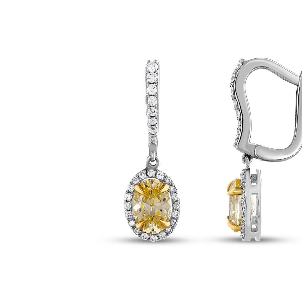 Sarı Topaz Taşlı Pırlanta Küpe