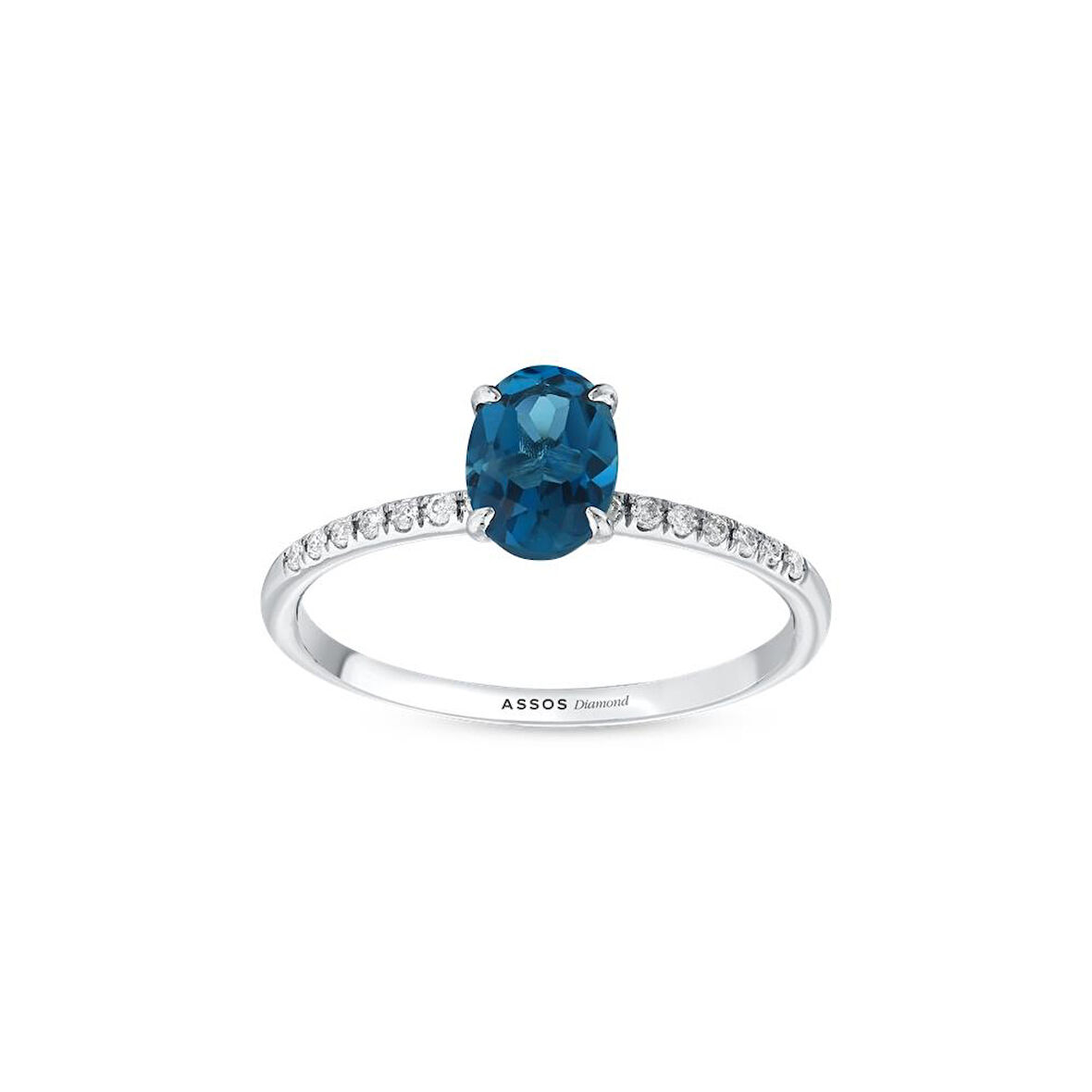 0.07 Karat London Blue Topaz Taşlı Pırlanta Yüzük