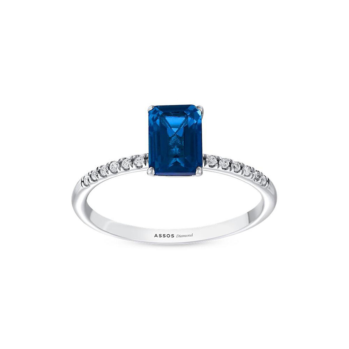 0.07 Karat London Blue Topaz Taşlı Pırlanta Yüzük