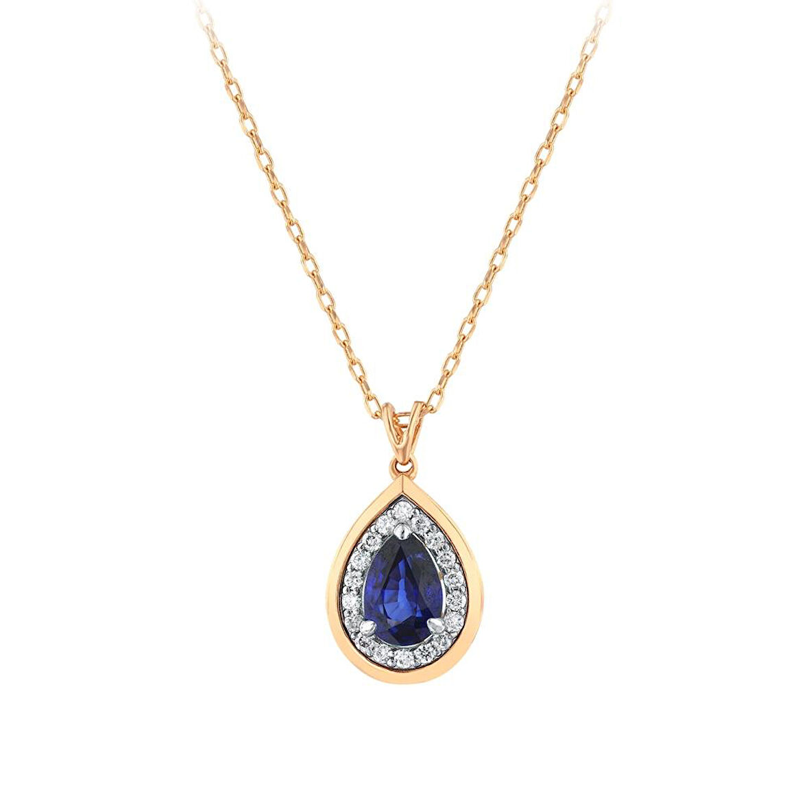 0.10 Karat Safir Taşlı Pırlanta Kolye