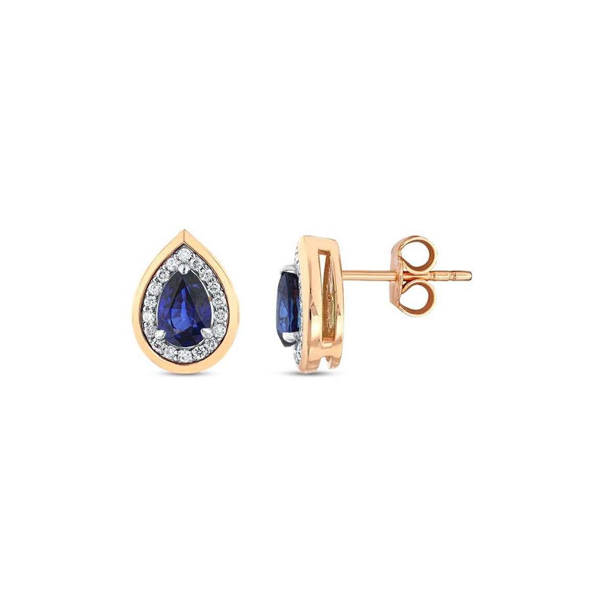 0.20 Karat Safir Taşlı Pırlanta Küpe