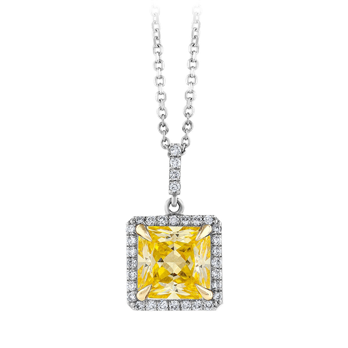 Sarı Topaz Taşlı Pırlanta Kolye