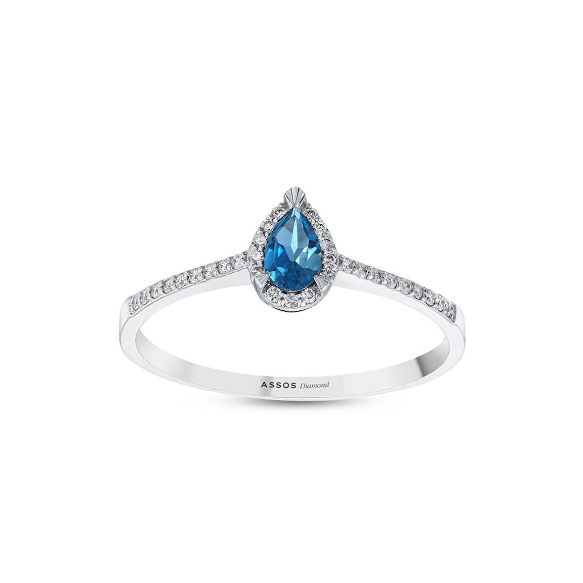 0.08 Karat London Blue Topaz Taşlı Pırlanta Yüzük