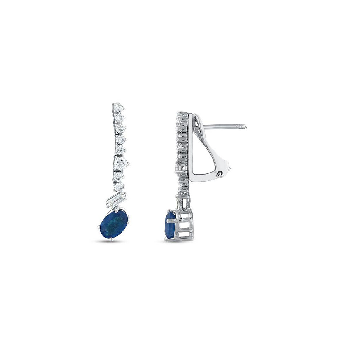 0.49 Karat Safir Taşlı Pırlanta Küpe