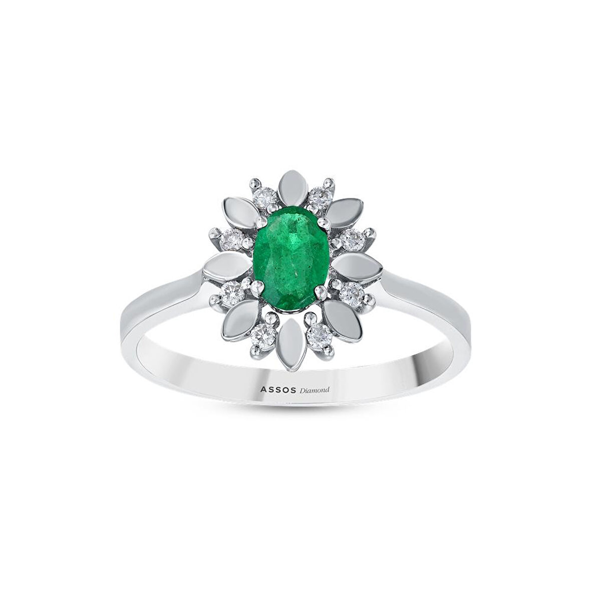 0.08 Karat Zümrüt Taşlı Pırlanta Yüzük