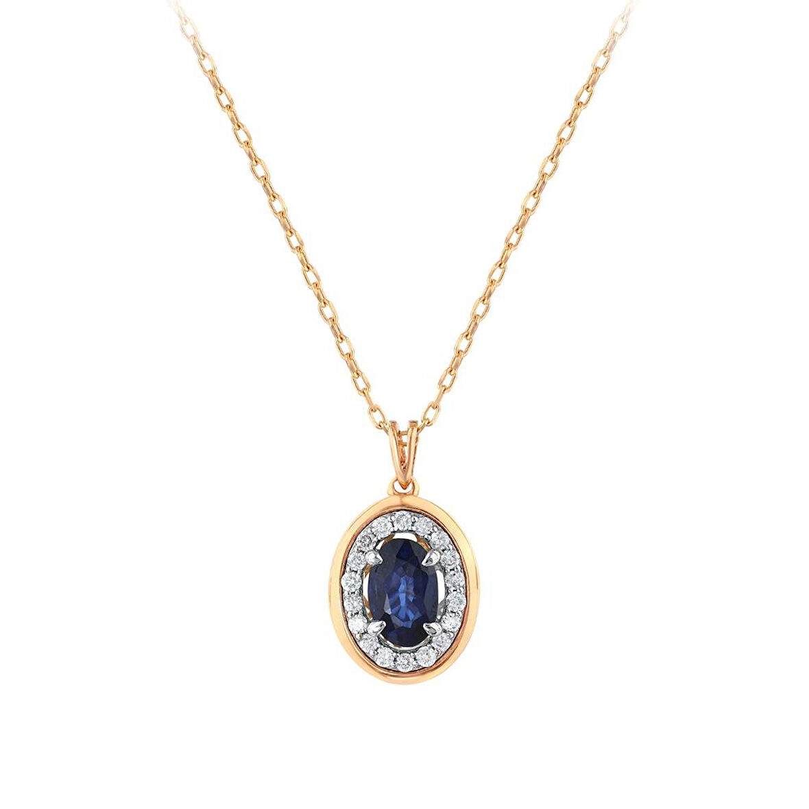 0.10 Karat Safir Taşlı Pırlanta Kolye