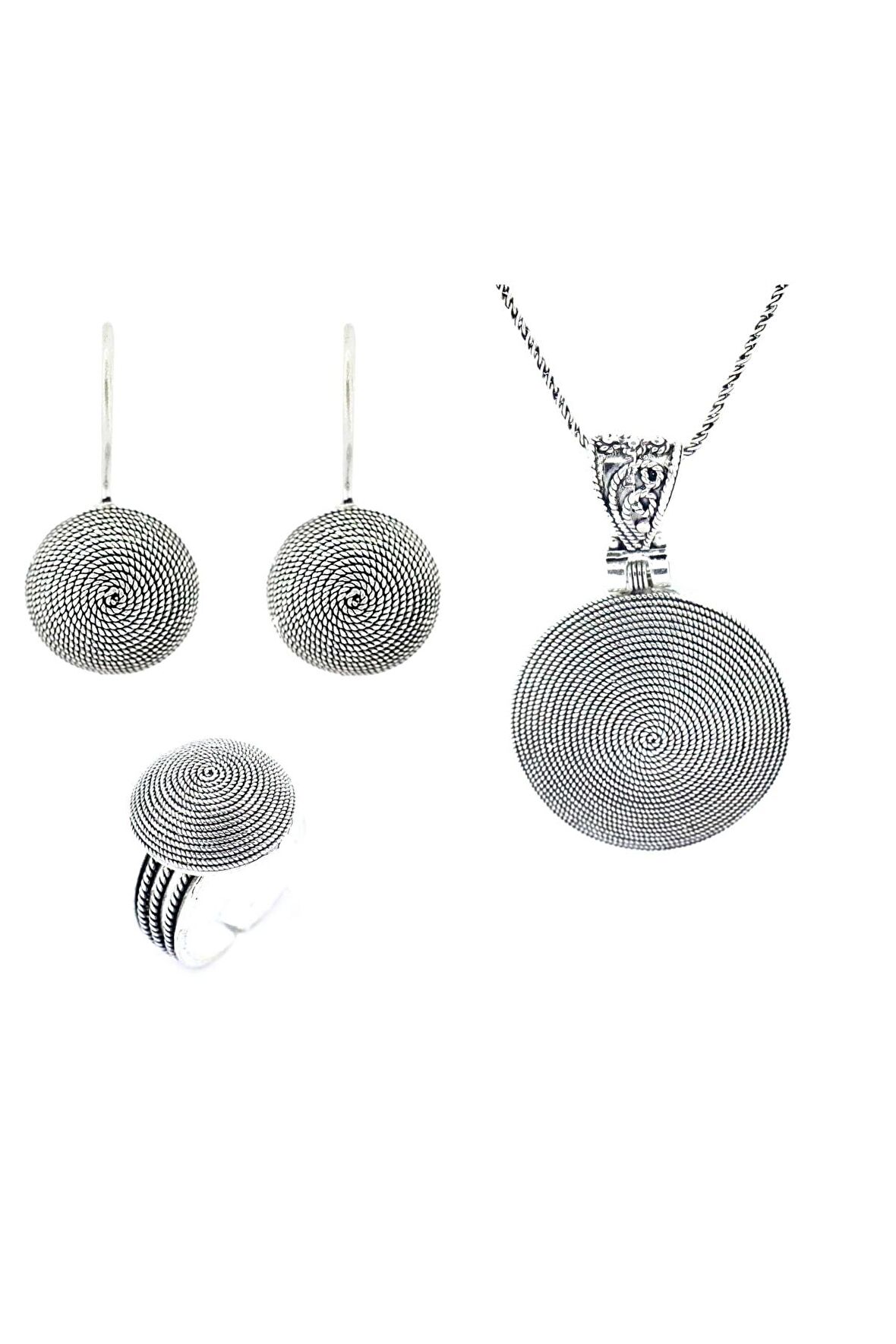 El Işi Yuvarlak Motifli Telkari Üçlü Set