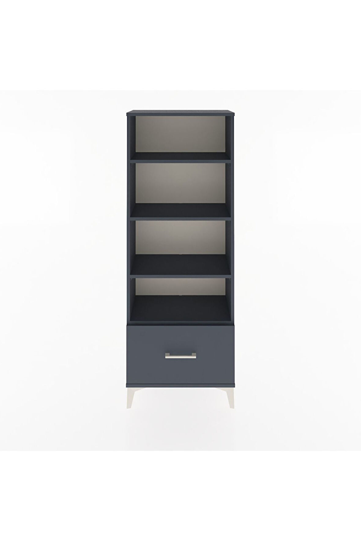 Arges Dolap 4 Raflı Tek Çekmeceli 60x30x163 Antrasit-Antrasit