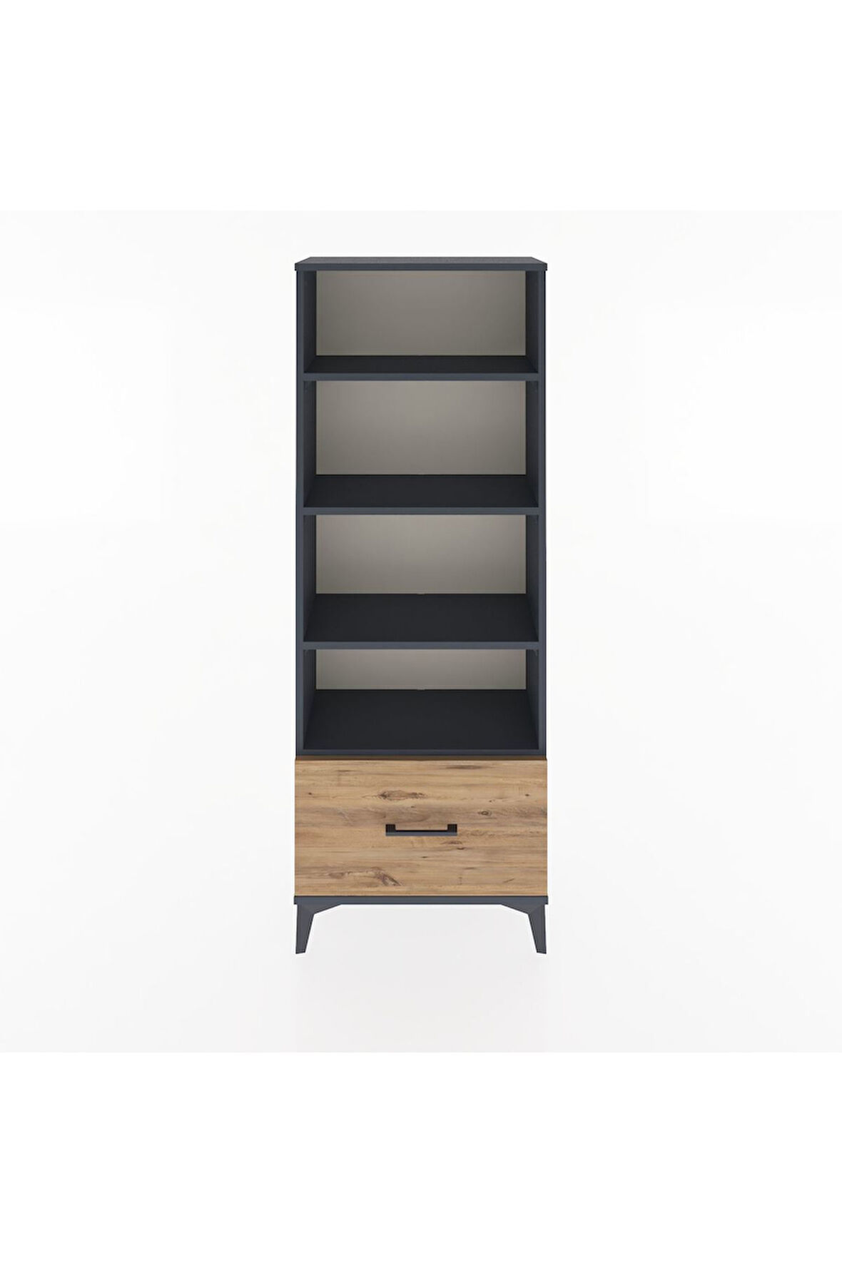 Arges Dolap 4 Raflı Tek Çekmeceli 60x30x163 Antrasit-Çam