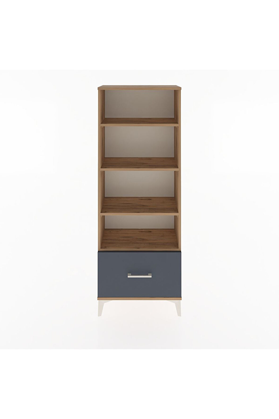 Arges Dolap 4 Raflı Tek Çekmeceli 60x30x163 Çam-Antrasit