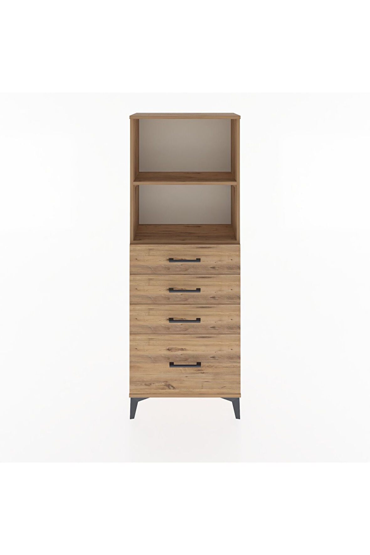 Arges Dolap 2 Raflı 4 Çekmeceli 60x30x163 Çam-Çam