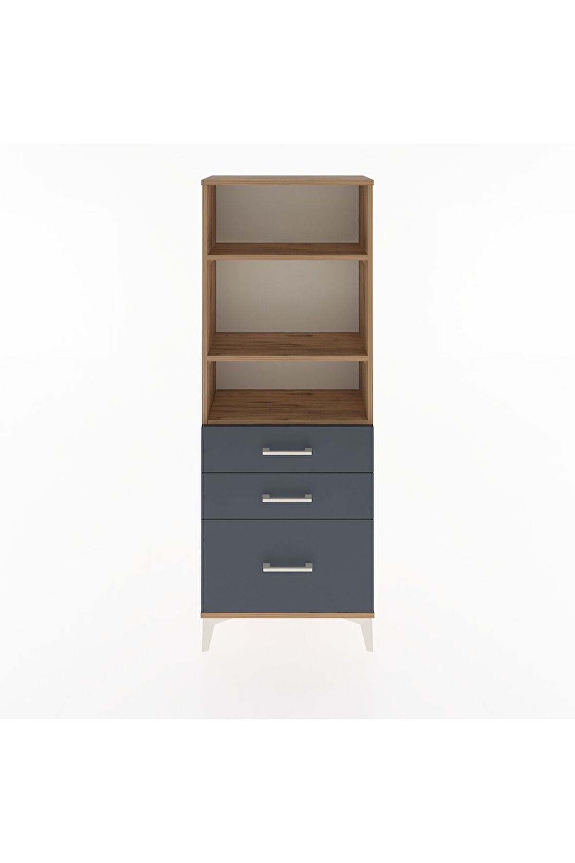 Arges Dolap 3 Raflı 3 Çekmeceli 60x30x163 Çam-Antrasit