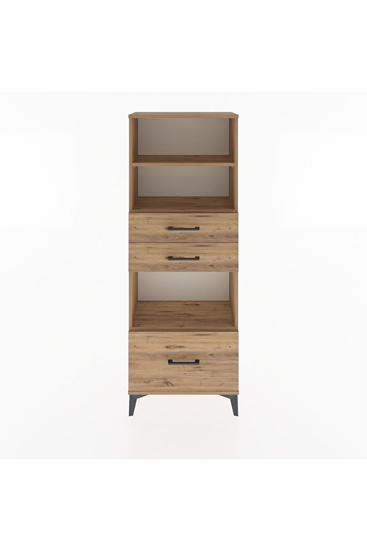 Arges Dolap 3 Raflı 3 Çekmeceli 60x30x163 Çam-Çam