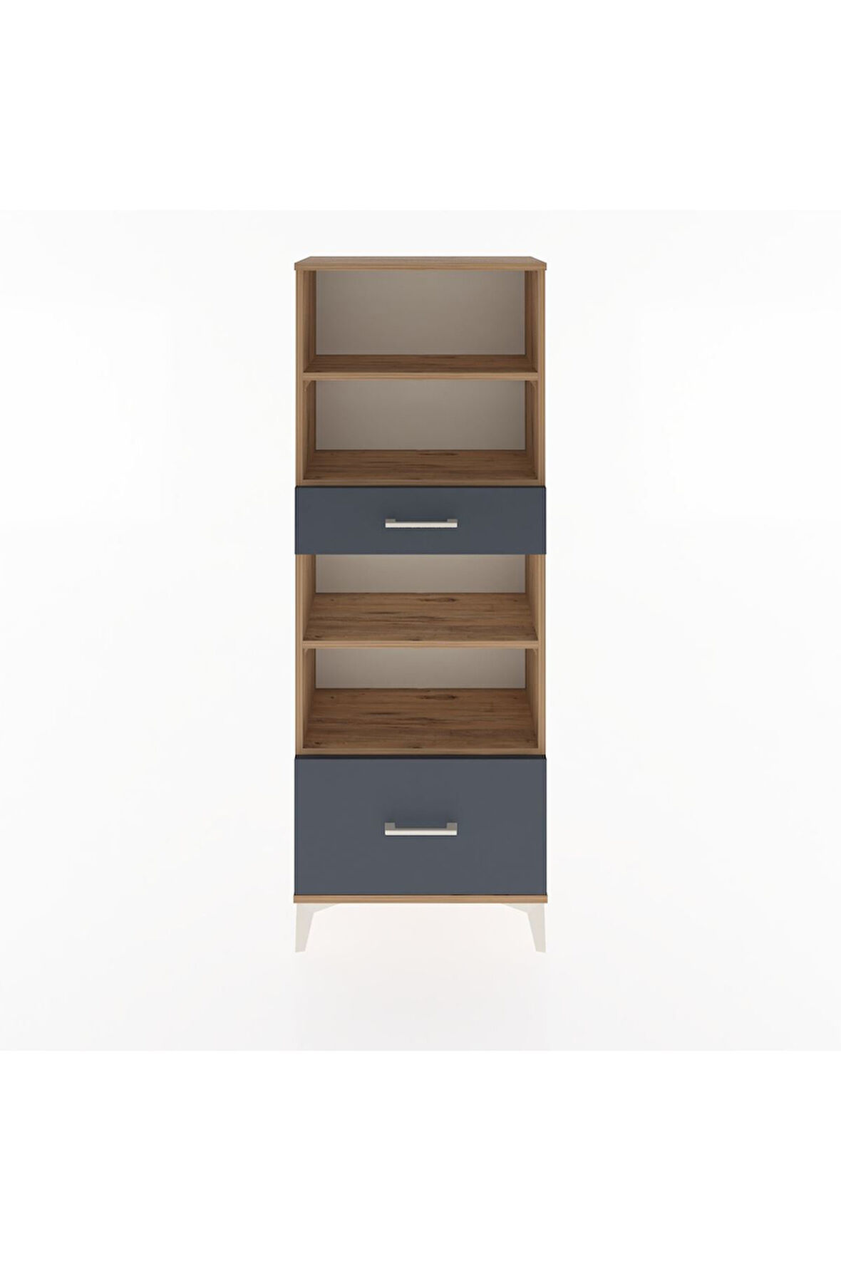 Arges Dolap 4 Raflı 2 Çekmeceli 60x30x163 Çam-Antrasit