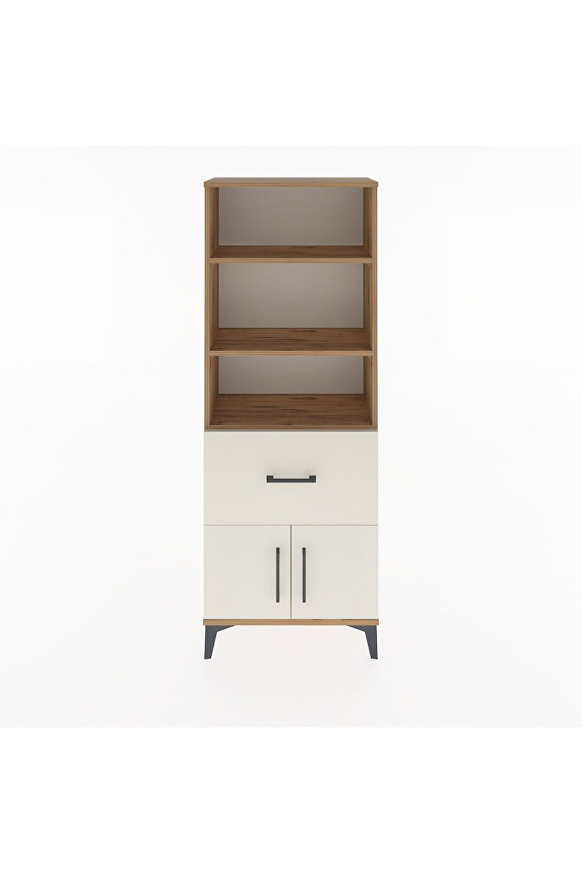 Arges Dolap 3 Raflı Tek Çekmeceli 2 Kapaklı 60x30x163 Çam-Aytaşı