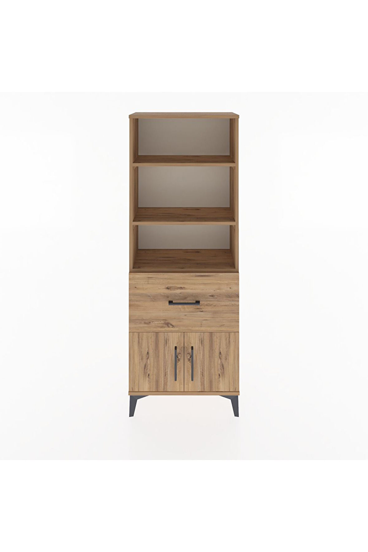 Arges Dolap 3 Raflı Tek Çekmeceli 2 Kapaklı 60x30x163 Çam-Çam