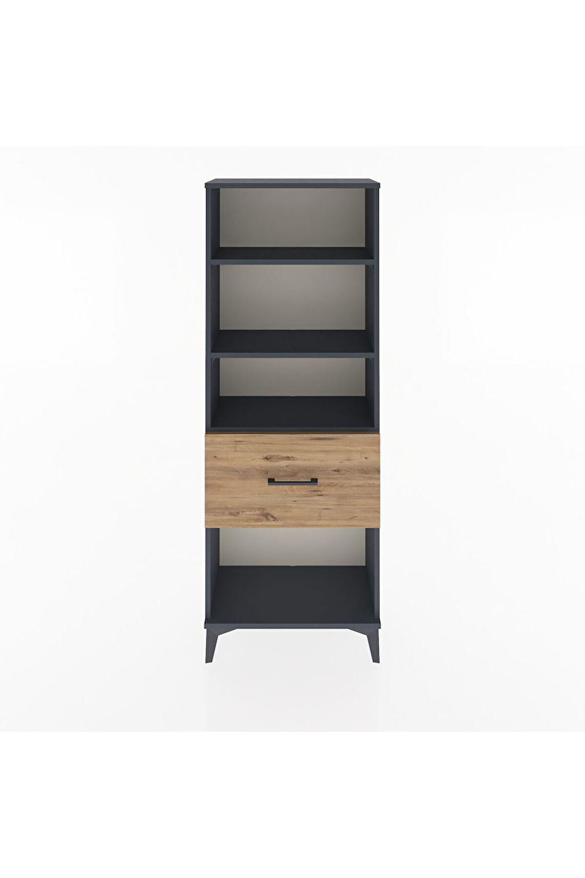 Arges Dolap 3 Raflı Tek Çekmeceli 60x30x163 Antrasit-Çam