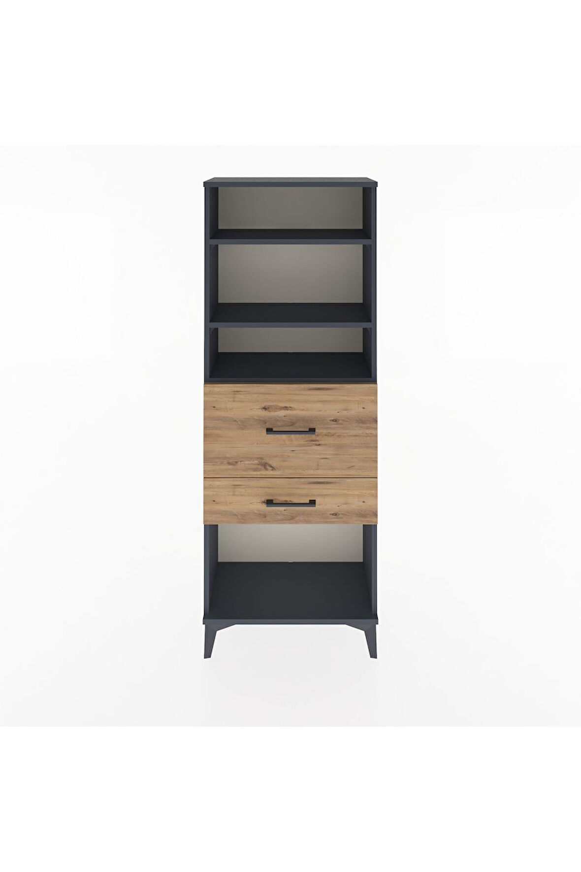 Arges Dolap 3 Raflı 2 Çekmeceli 60x30x163 Antrasit-Çam