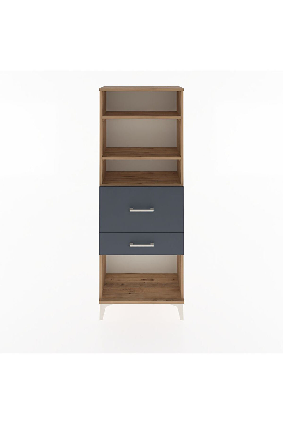 Arges Dolap 3 Raflı 2 Çekmeceli 60x30x163 Çam-Antrasit