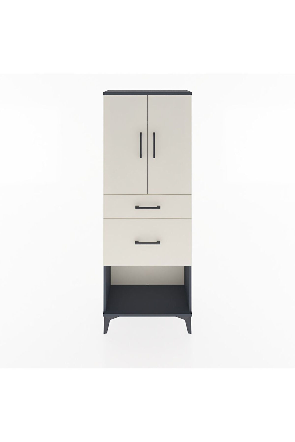 Arges Dolap 3 Raflı 2 Çekmeceli 2 Kapaklı 60x30x163 Antrasit-Aytaşı
