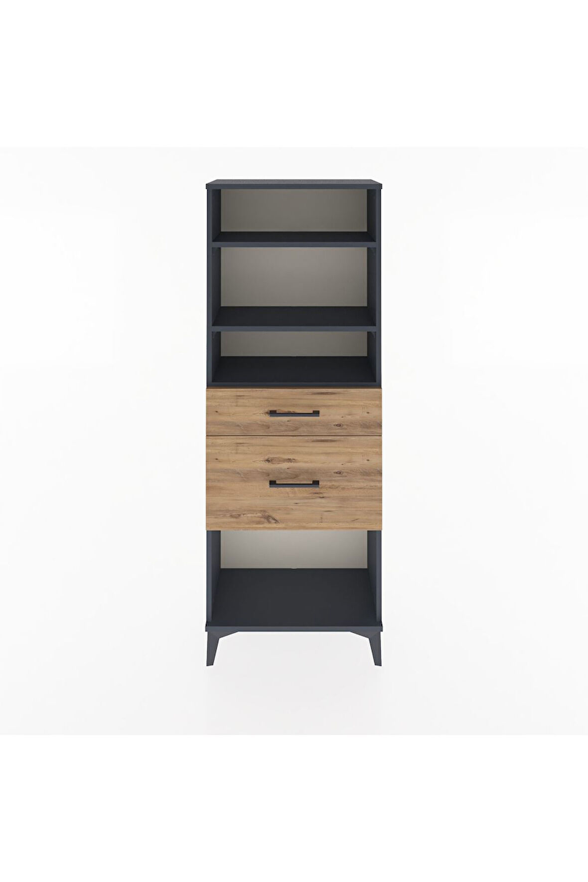 Arges Dolap 3 Raflı 2 Çekmeceli 60x30x163 Antrasit-Çam