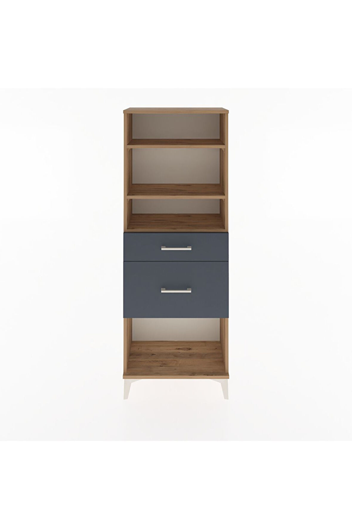 Arges Dolap 3 Raflı 2 Çekmeceli 60x30x163 Çam-Antrasit