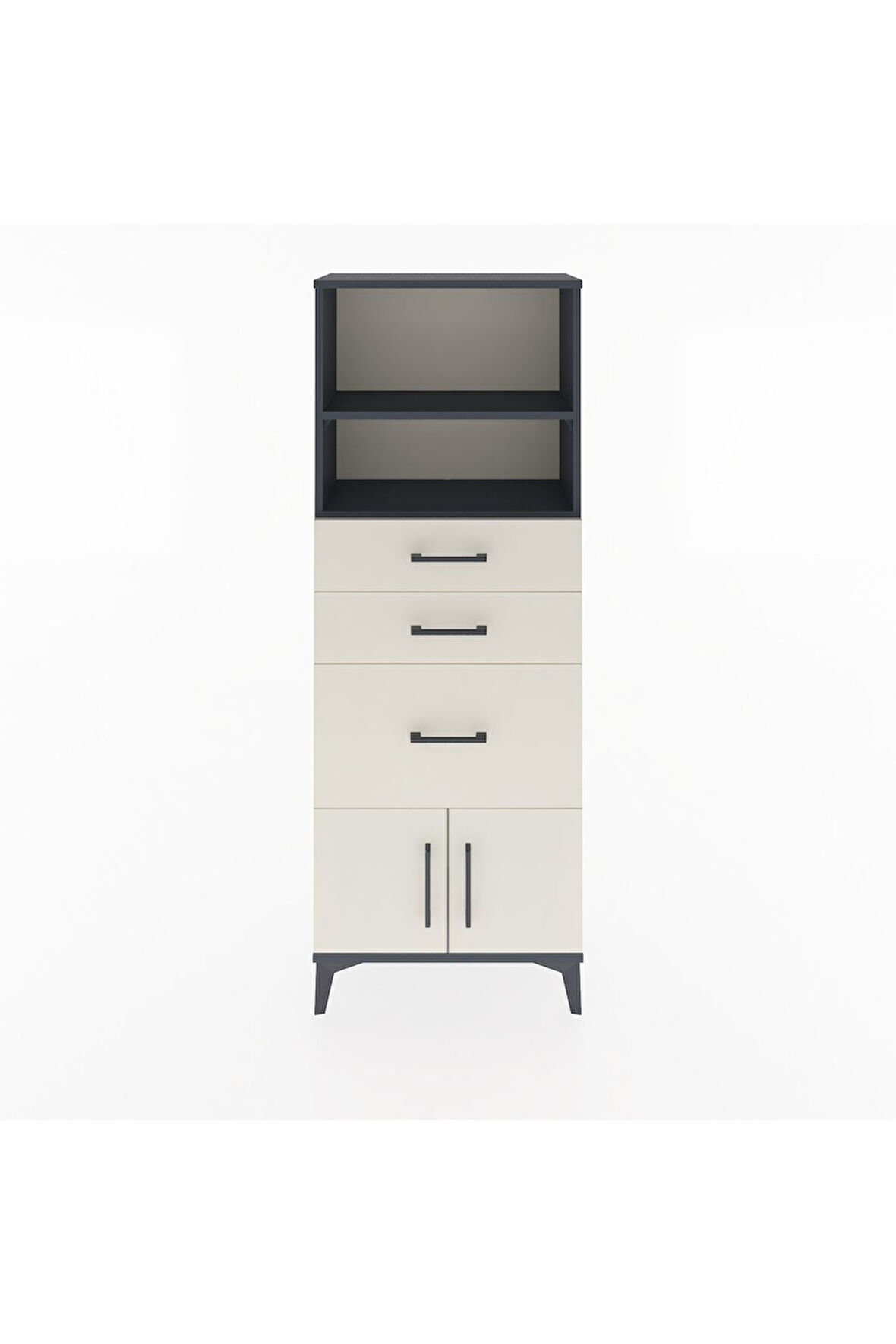 Arges Dolap 2 Raflı 3 Çekmeceli 2 Kapaklı 60x30x163 Antrasit-Aytaşı