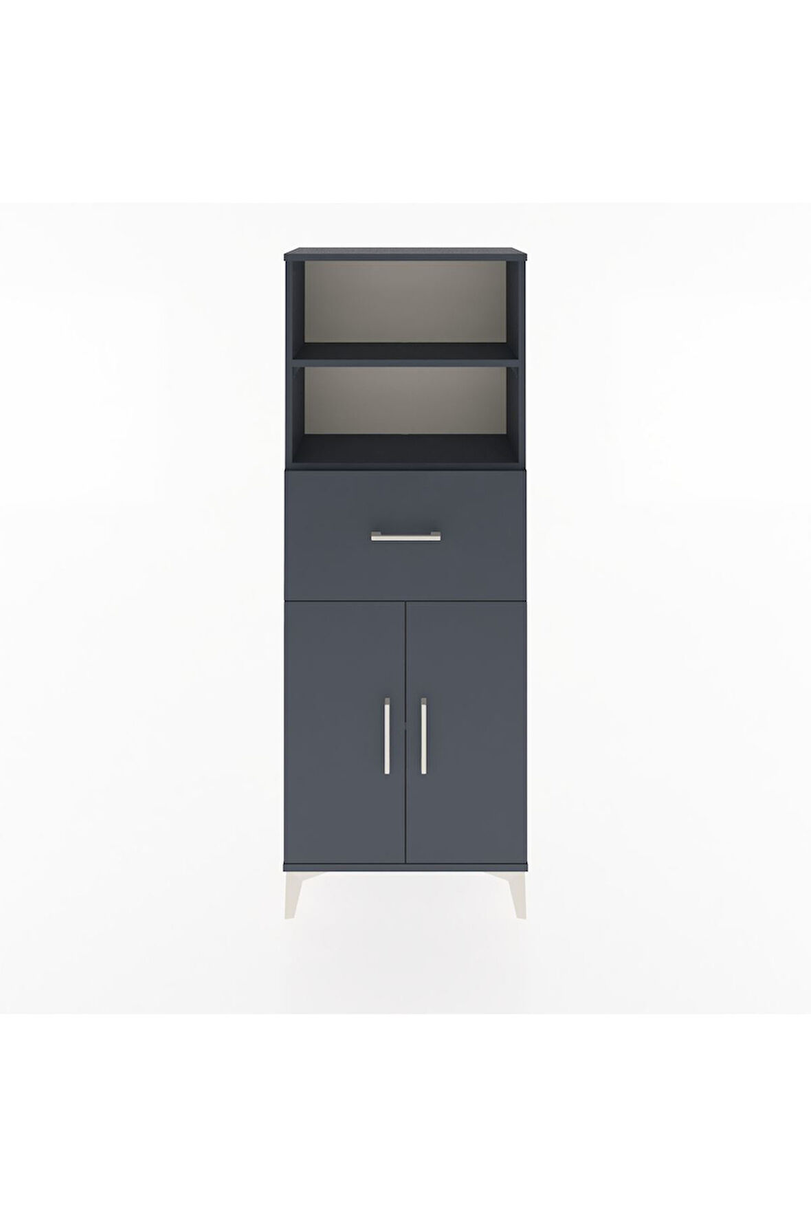 Arges Dolap 3 Raflı Tek Çekmeceli 2 Kapaklı 60x30x163 Antrasit-Antrasit