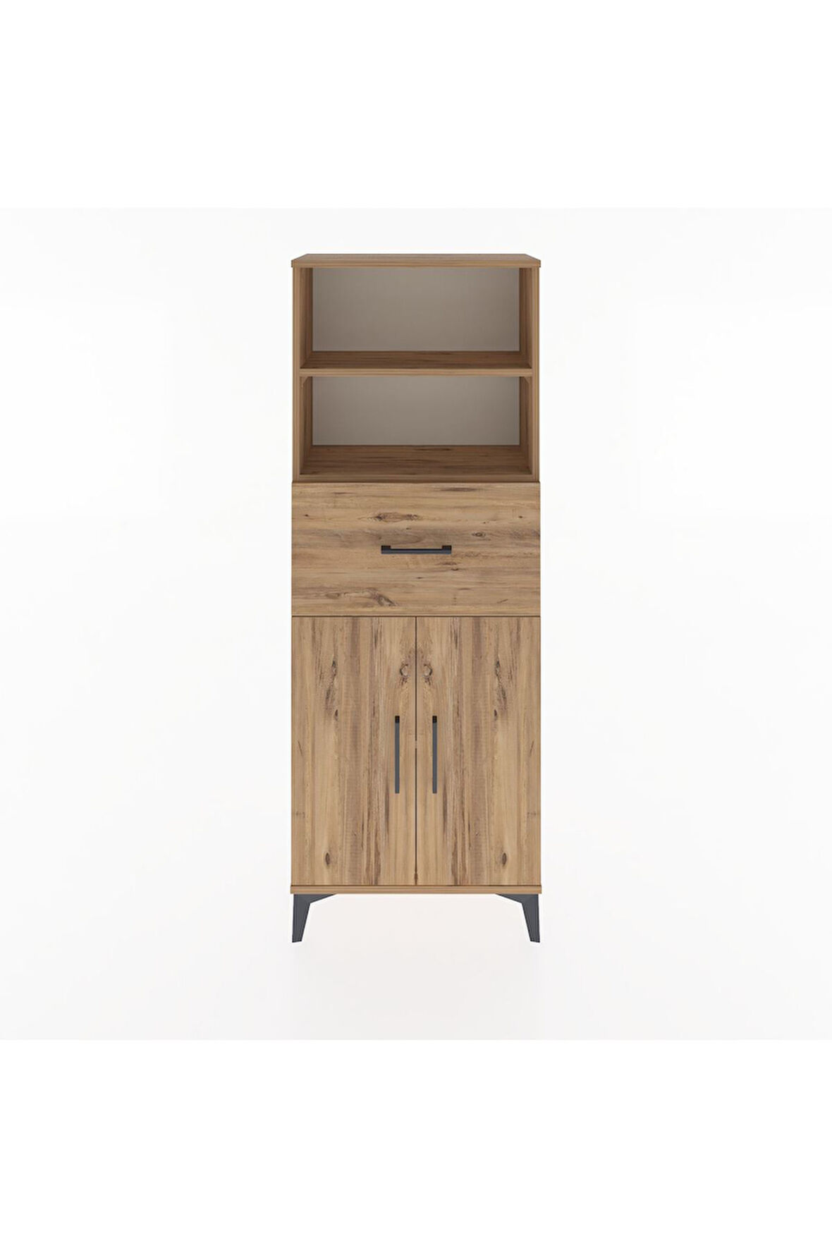 Arges Dolap 3 Raflı Tek Çekmeceli 2 Kapaklı 60x30x163 Çam-Çam