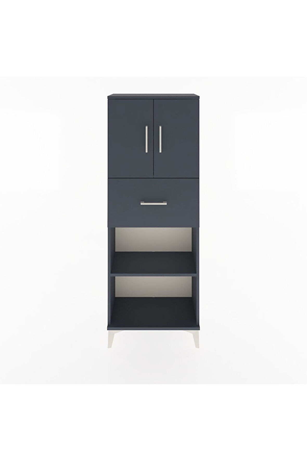 Arges Dolap 3 Raflı Tek Çekmeceli 2 Kapaklı 60x30x163 Antrasit-Antrasit