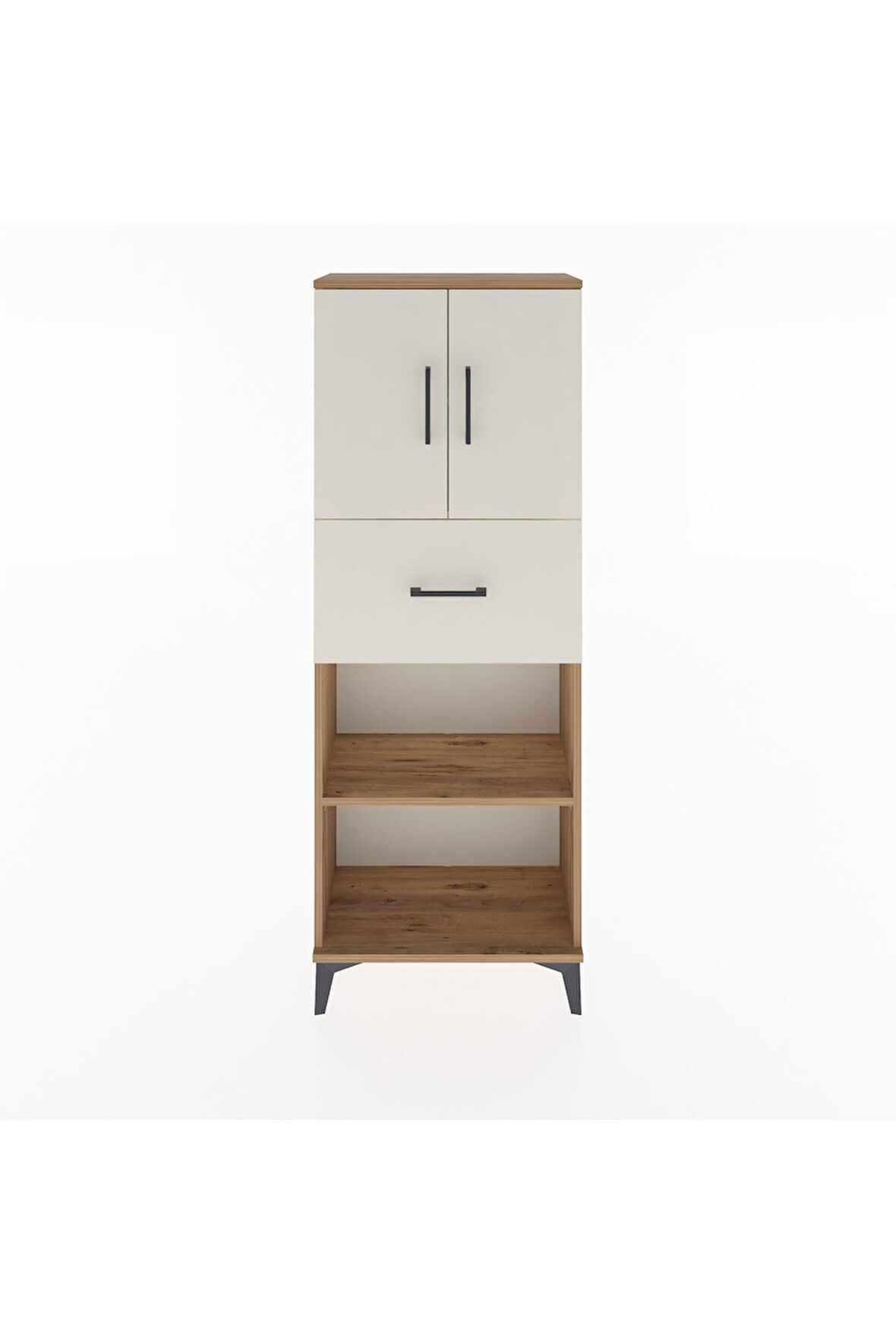 Arges Dolap 3 Raflı Tek Çekmeceli 2 Kapaklı 60x30x163 Çam-Aytaşı