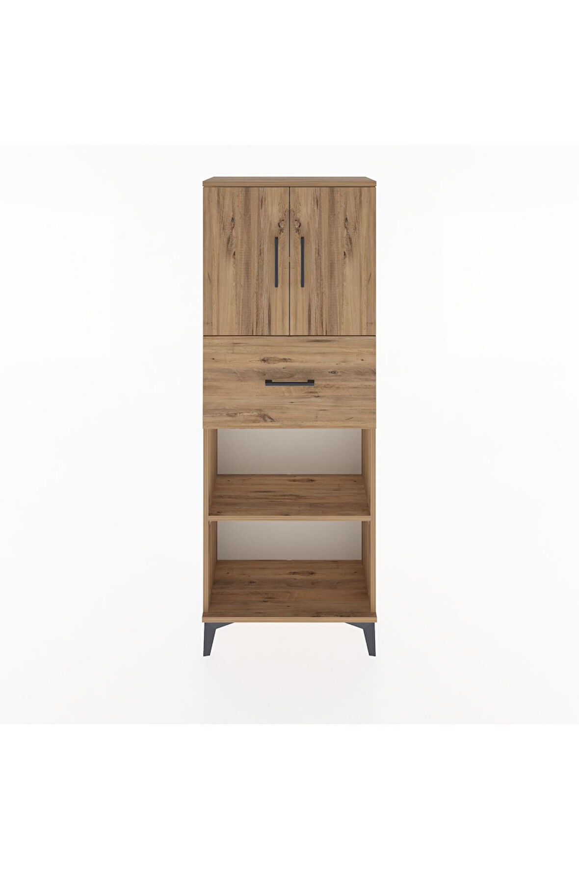 Arges Dolap 3 Raflı Tek Çekmeceli 2 Kapaklı 60x30x163 Çam-Çam