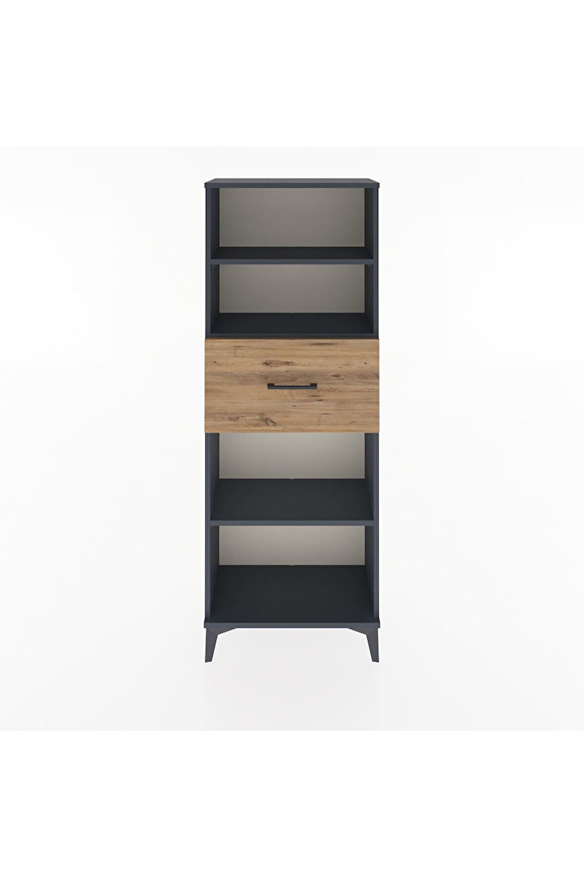 Arges Dolap 3 Raflı Tek Çekmeceli 60x30x163 Antrasit-Çam