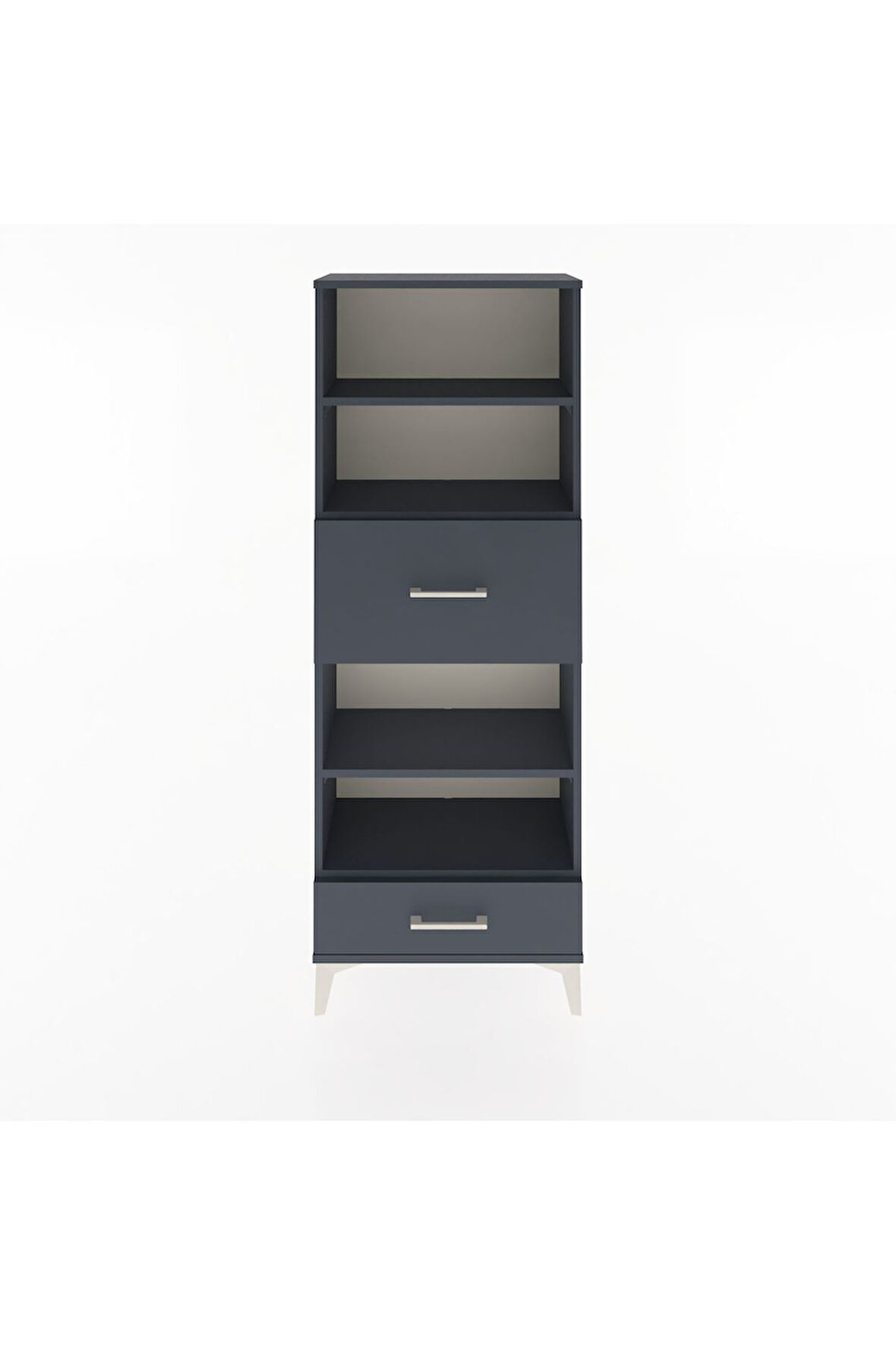 Arges Dolap 4 Raflı 2 Çekmeceli 60x30x163 Antrasit-Antrasit