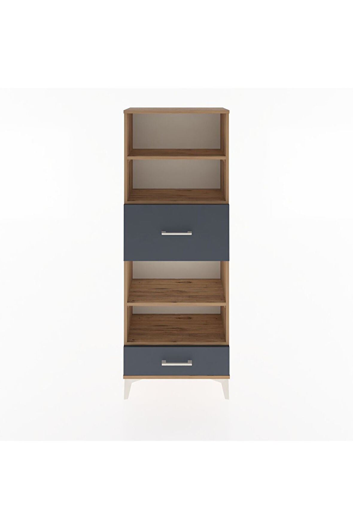 Arges Dolap 4 Raflı 2 Çekmeceli 60x30x163 Çam-Antrasit