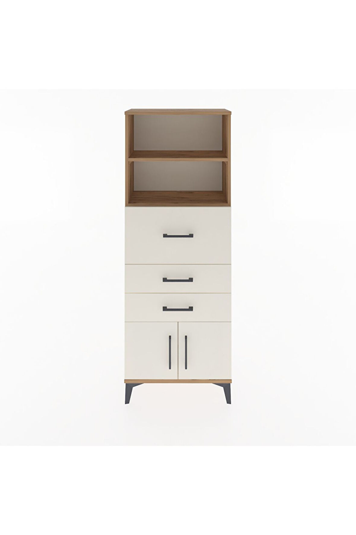 Arges Dolap 2 Raflı 3 Çekmeceli 2 Kapaklı 60x30x163 Çam-Aytaşı