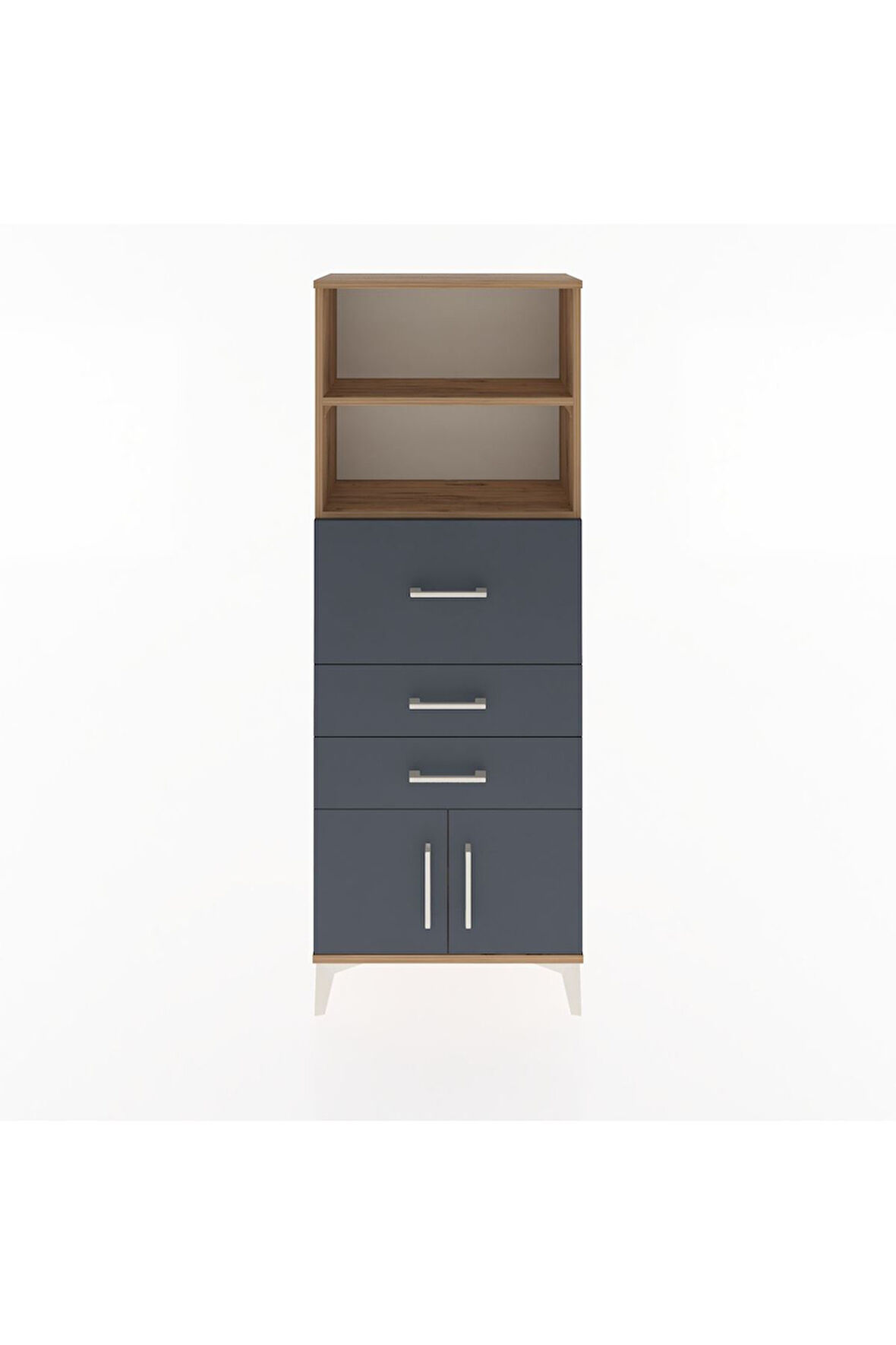 Arges Dolap 2 Raflı 3 Çekmeceli 2 Kapaklı 60x30x163 Çam-Antrasit