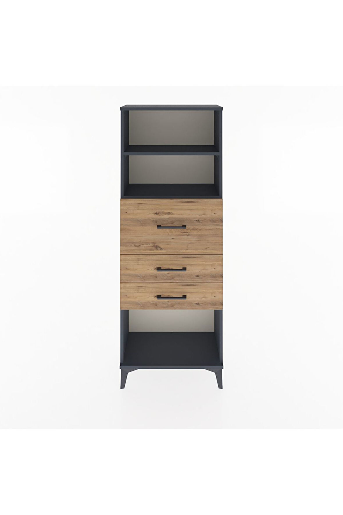 Arges Dolap 2 Raflı 3 Çekmeceli 60x30x163 Antrasit-Çam