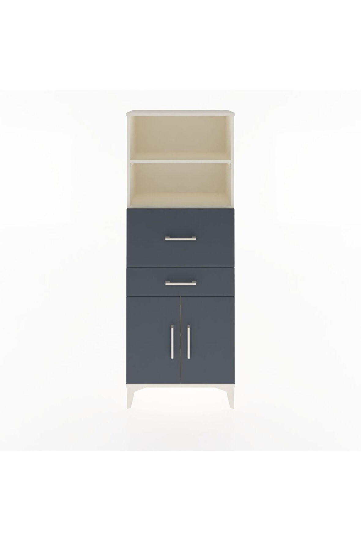 Arges Dolap 3 Raflı 2 Çekmeceli 2 Kapaklı 60x30x163 Aytaşı-Antrasit