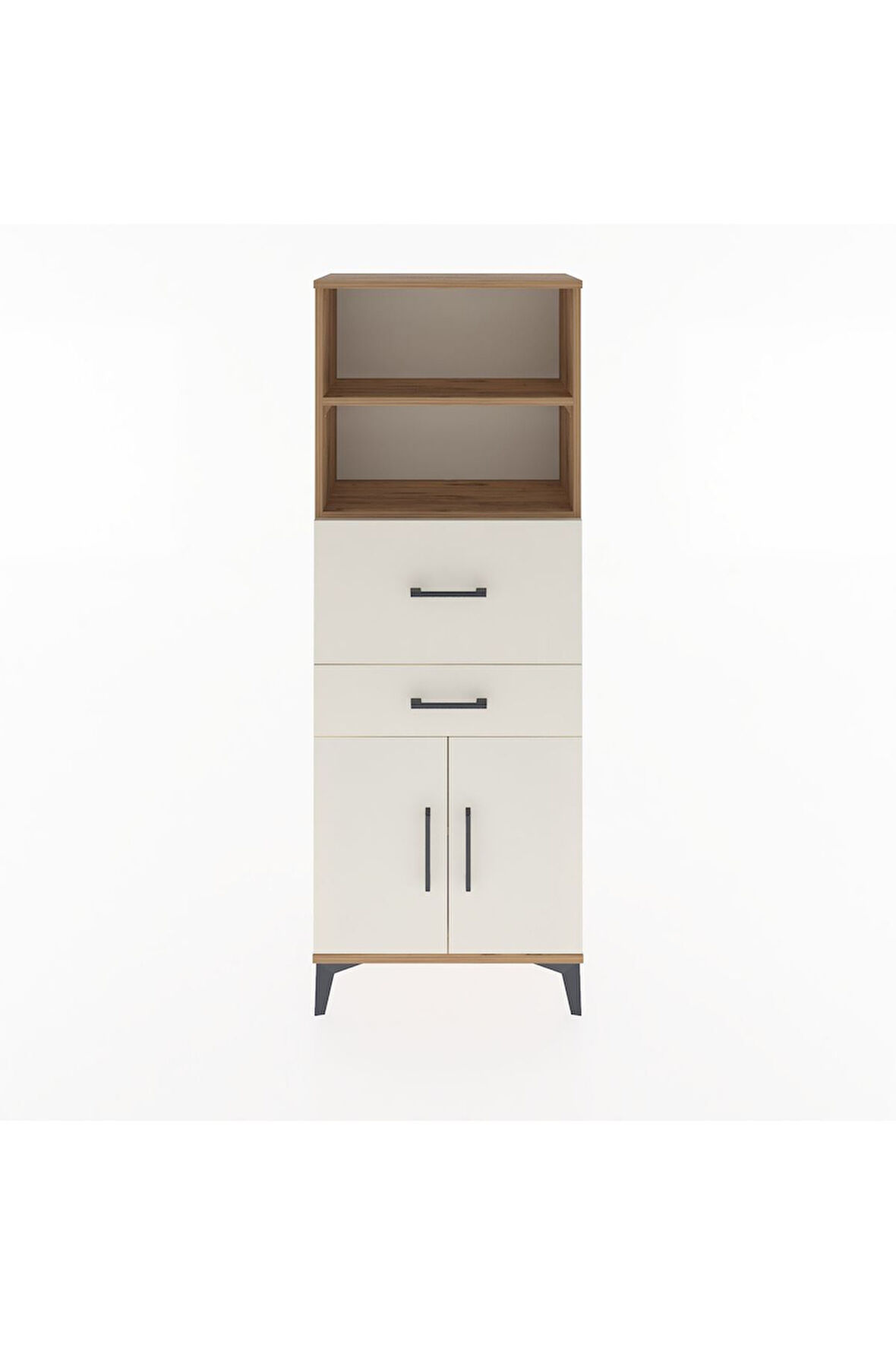 Arges Dolap 3 Raflı 2 Çekmeceli 2 Kapaklı 60x30x163 Çam-Aytaşı