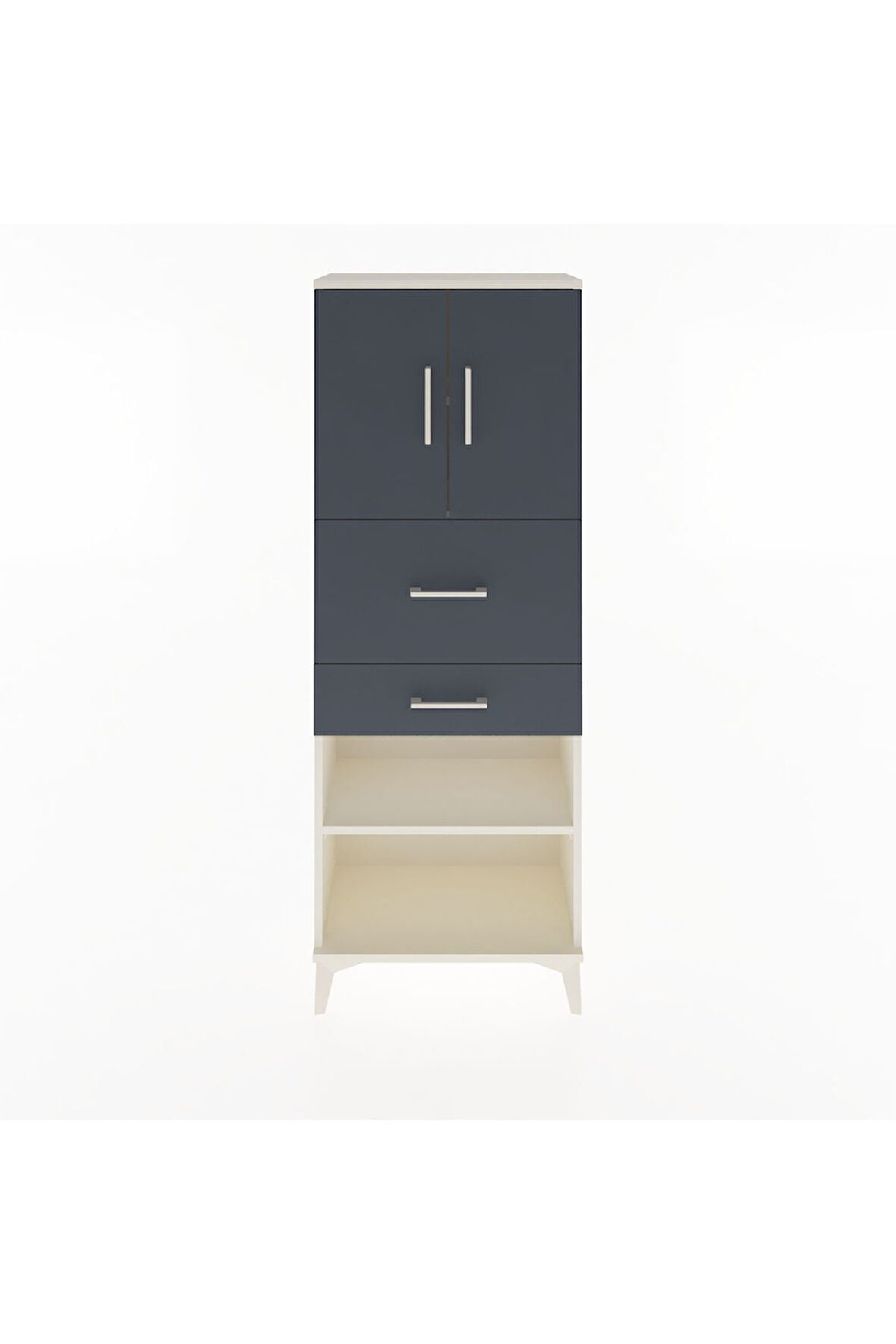 Arges Dolap 3 Raflı 2 Çekmeceli 2 Kapaklı 60x30x163 Aytaşı-Antrasit
