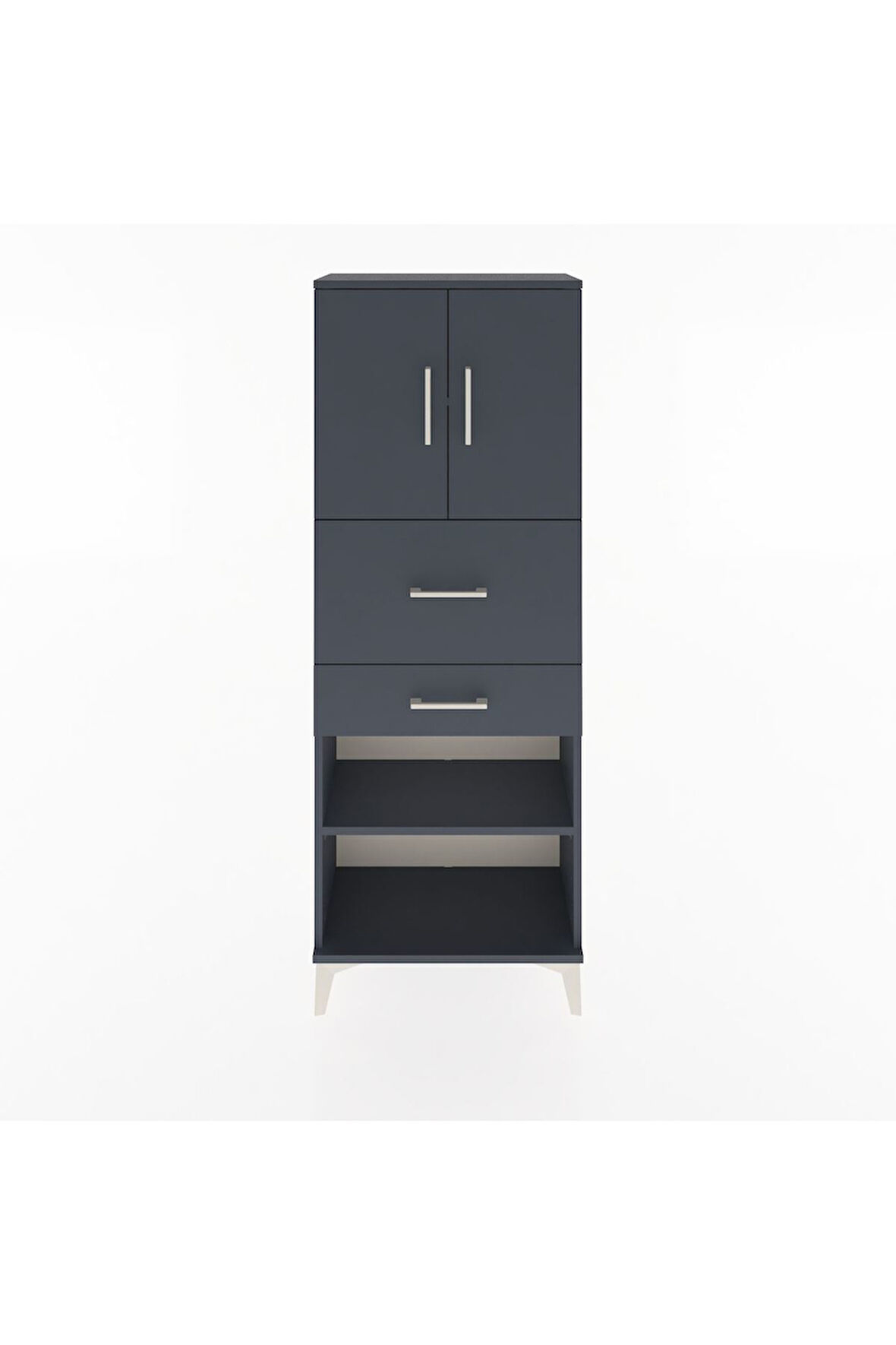 Arges Dolap 3 Raflı 2 Çekmeceli 2 Kapaklı 60x30x163 Antrasit-Antrasit