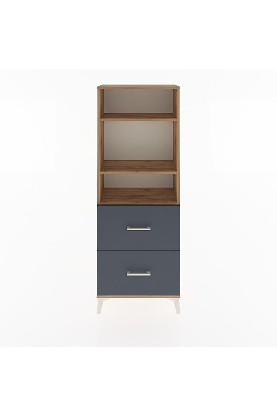 Arges Dolap 3 Raflı 2 Çekmeceli 60x30x163 Çam-Antrasit