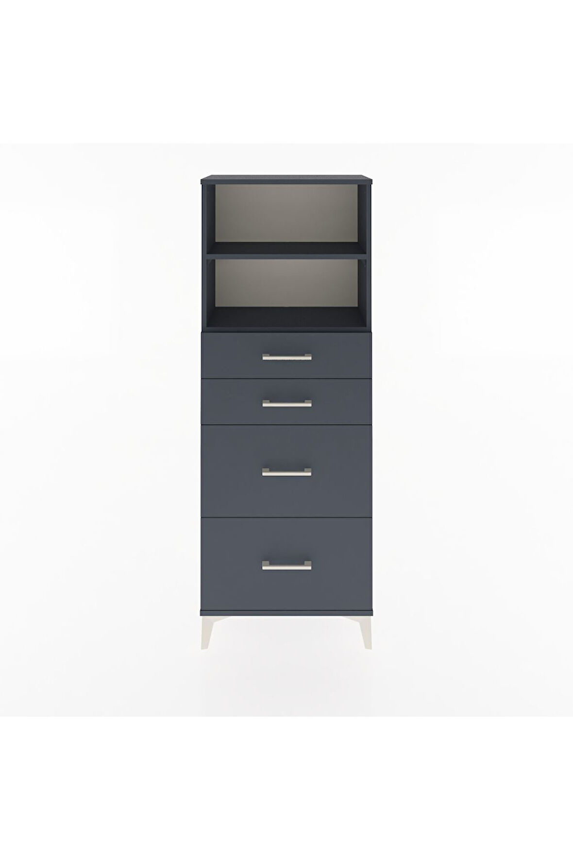 Arges Dolap 2 Raflı 4 Çekmeceli 60x30x163 Antrasit-Antrasit