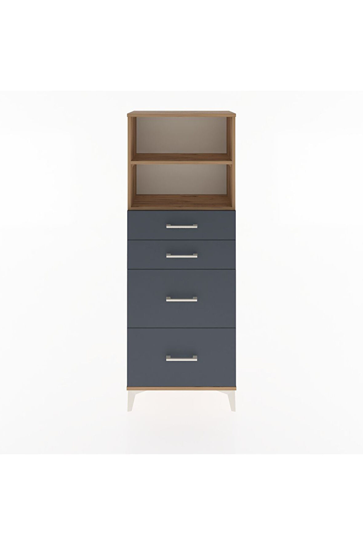 Arges Dolap 2 Raflı 4 Çekmeceli 60x30x163 Çam-Antrasit