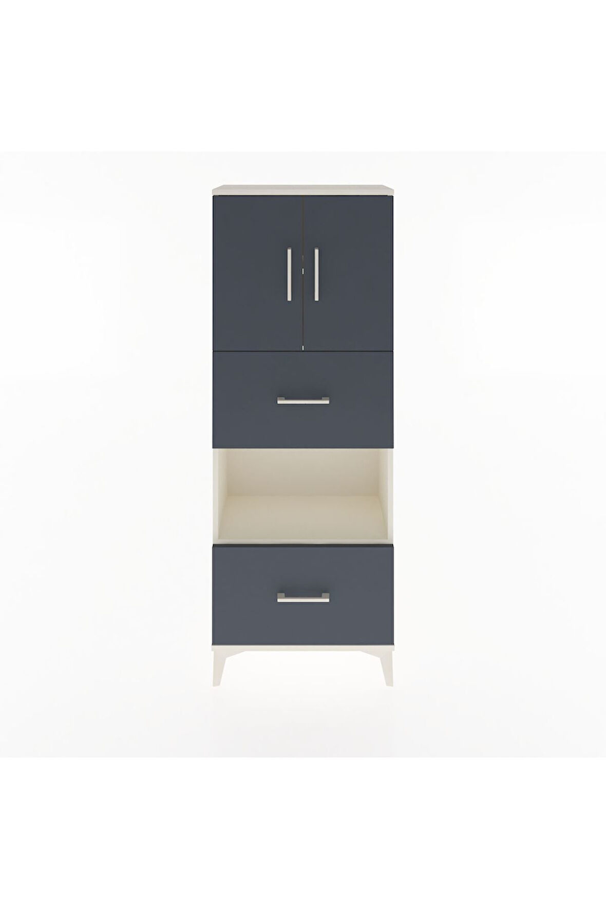 Arges Dolap 3 Raflı 2 Çekmeceli 2 Kapaklı 60x30x163 Aytaşı-Antrasit